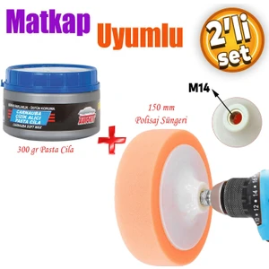 Oto Araç Araba Pasta Cila Polisaj Süngeri Pedi Zımpara Tabanlı Turuncu 150 mm M14 Uyumlu Pasta 300 gr