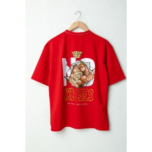 Wolters Outdoors Erkek No Fear Oversize Baskılı Pamuklu Bisiklet Yaka Kısa Kollu T-Shirt