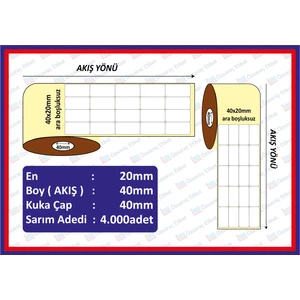 Özsaraç Etiket 20X40 Kuşe Etiket 4’lü ( 4000 Li )