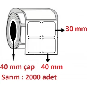 30X40 Kuşe Etiket 2’li ( 2000 Li ) YAN YANA IKILI   5 RULO 10.000 ADET