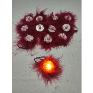 Sırmalı Çeyiz Bordo Tüylü Ledli Kına Mumları 12 Adet El Yapımı Parti Aydınlatması için Özel Tasarım