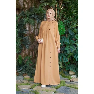 6508-BERLIN Yandan Düğmeli Ferace Camel