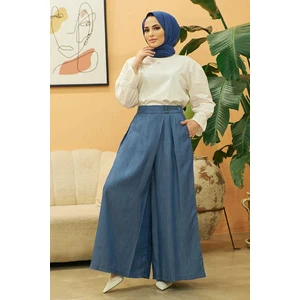 1073-TENSEL Pantolon Etek Koyu Mavi