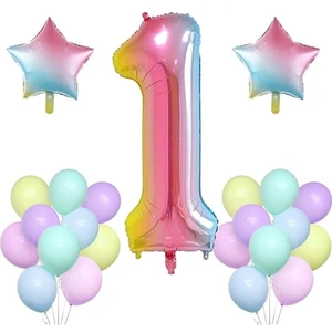 Mini Parti Mini Party Store Gökkuşağı Konsepti 1 Yaş Doğum Günü Parti Kutlama Set