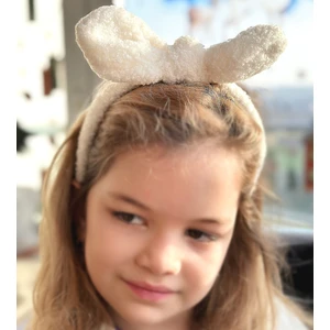 Queen Aksesuar Yeni Trend Pofuduk Peluş Kuzu Tak Çıkart Hareketli Telli Büyük Fiyonklu Kadın Çocuk Tacı Beyaz Taç