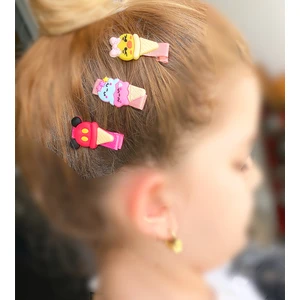 Queen Aksesuar Mini Kornet Dondurma Ice 3 Lü Bebek Toka Seti Pensli