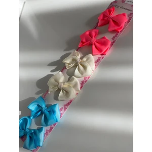 Queen Aksesuar Neon Pembe Krem Mavi Mini  Kız Çocuk Bebek  Doğum Günü Hediye  Pensli  Toka Seti