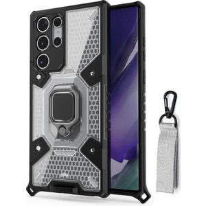 Samsung Galaxy S22 Ultra Capsule Serisi Kayış Askılı Yüzük Standlı Armor Kılıf - AL8119