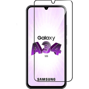 Case 4U Samsung Galaxy A34 Uyumlu Ekran Koruyucu Kırılmaz Tam Ekran Sert Temperli Davin 5D Cam