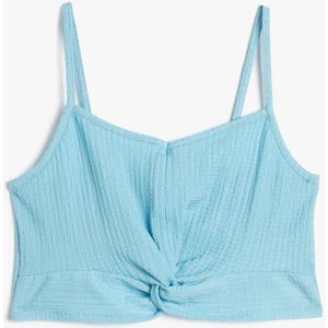 Crop Üst Ince Askılı Dar Kalıp Dokulu