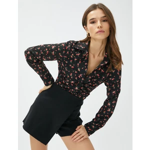 Çiçekli Gömlek Drapeli Slim Fit