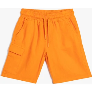 Keten Şort Beli Bağlamalı Cepli