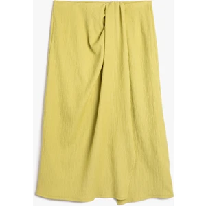 Midi Etek Drapeli Yırtmaçlı Astarlı Dokulu