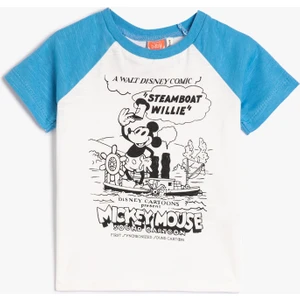 Mickey Mouse Tişört Lisanslı Kısa Kollu Bisiklet Yaka Pamuklu