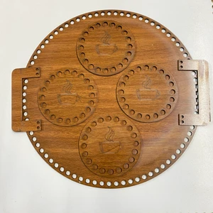 Ahşap Daire Çay Seti (Ceviz)