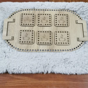 Ahşap Oval  Çay Seti (Açık Meşe)