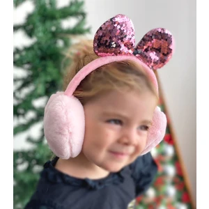 Queen Aksesuar Lüks Pullu Parlak Minnie Mouse Fare Kulaklı Peluş Çocuk Yetişkin Kulaklığı Pembe