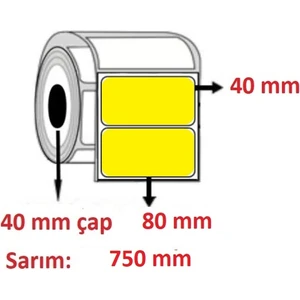 Özsaraç Etiket 80X40 Kuşe Etiket Sarı ( 750 Li )