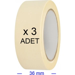 3 Adet Kağıt Bant 36 mm Maskeleme Bandı Boya Bandı