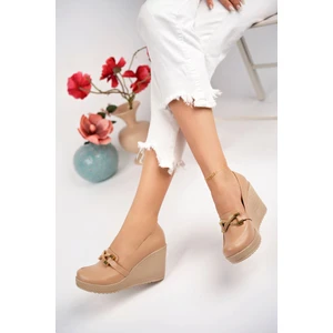 Gimer Avm Dolgu Taban Tokalı Nut Cilt Kadın Ayakkabı