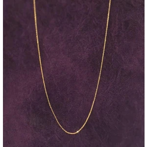 Kadın Ince Gümüş Zincir Altın Kaplama Hayalet Zincir 60 cm
