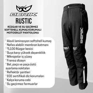 Rustic Korumalı Softshell Motosiklet Pantolonu