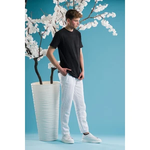 Slimfit Pamuklu Bisiklet Yaka Likralı Kısa Kol Erkek Triko Yazlık T-Shirt