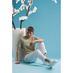 Slimfit Pamuklu Bisiklet Yaka Likralı Kısa Kol Erkek Triko Yazlık T-Shirt