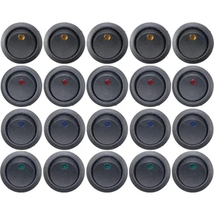 20 Adet 12V Nokta Işıklı 20MM Marin Anahtar