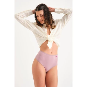 Pamuklu Yüksek Bel Tanga Külot Tekli High Waist Thong Lila