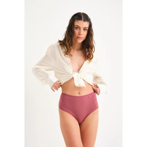 Pamuklu Yüksek Bel Tanga Külot Tekli High Waist Thong Gül Kurusu