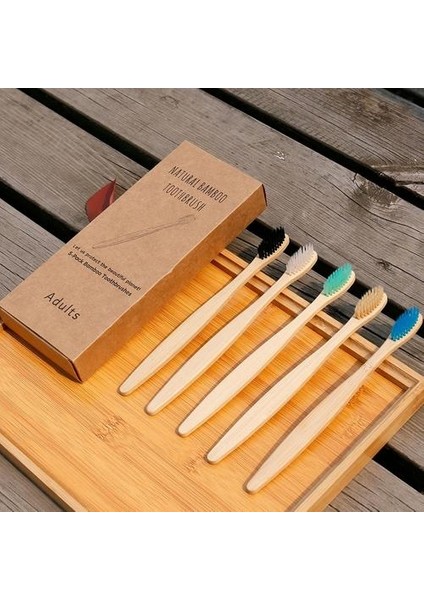 5'li Takım Doğal Bambu Diş Fırçaları Yumuşak Kıllar (Yurt Dışından)