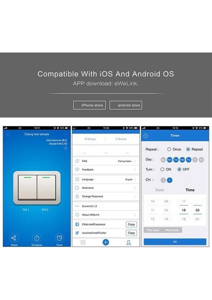 Kablosuz Anahtarları Wifi Işık Anahtarı Akıllı Duvar Çift Anahtar Beyaz (Yurt Dışından) modelleri