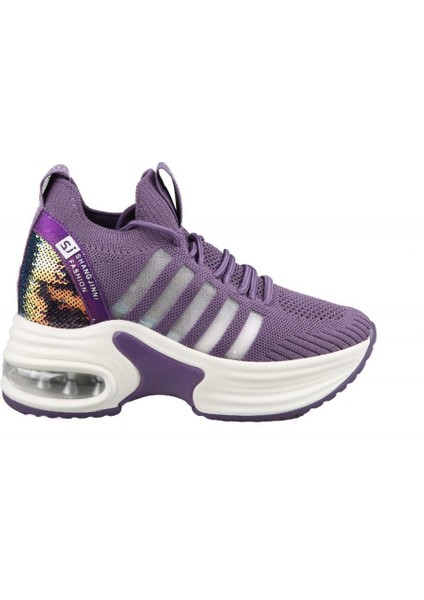 23Y300 Dolgu Topuk Mor Kadın Sneakers