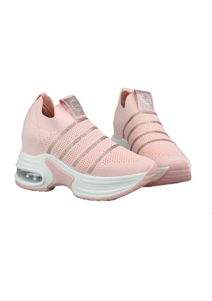 23Y300-4 Dolgu Topuk Pembe Kadın Sneakers