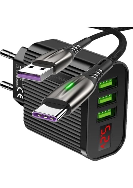 A9 Çoklu Şarj Adaptörü+ J2 Type-C 5A/100W Şarj Kablosu -2mt