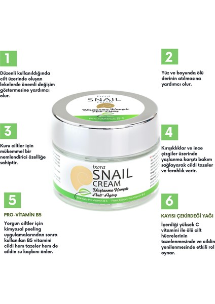 ixora Pro-Vitamin B5 ve Salyangoz Salgısı Özlü Cilt Bakım Kremi 50 gr indirimleri