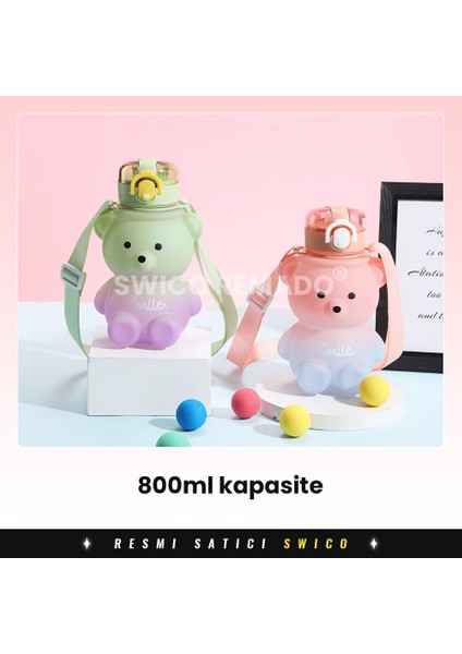800ML Ayı Modeli Çocuk Su Şişesi 800ML - Pembe / Açık Mor (Yurt Dışından) modelleri