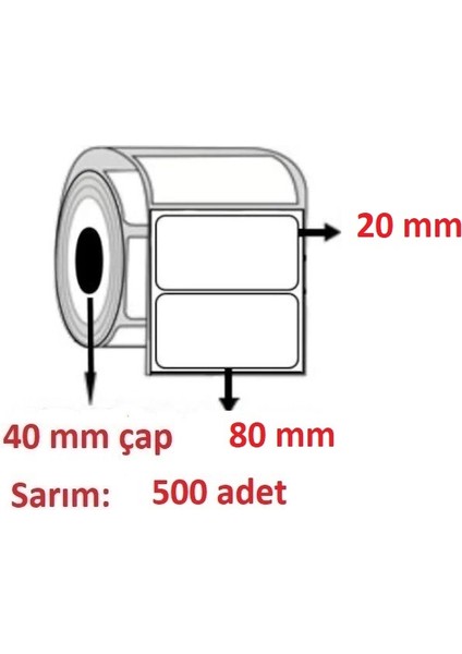 80X20 Eco Termal Etiket ( 500 Lü )