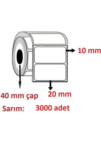 10X20 Eco Termal Etiket ( 3000 Li )