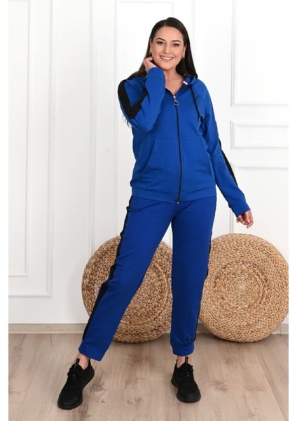 Kadın Yan Şerit Detaylı Büyük Beden Eşofman Takımı 3504-23 fiyatları