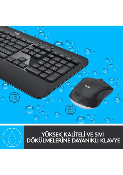 MK540 Kablosuz Klavye ve Mouse Seti, Unifying USB Alıcı, 10 M Kullanım Mesafesi, Sıvı Dökülmesine Dayanıklı, Ayarlanabilir Yükseklik, Siyah fırsatları