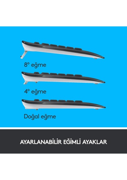 MK540 Kablosuz Klavye ve Mouse Seti, Unifying USB Alıcı, 10 M Kullanım Mesafesi, Sıvı Dökülmesine Dayanıklı, Ayarlanabilir Yükseklik, Siyah indirimleri