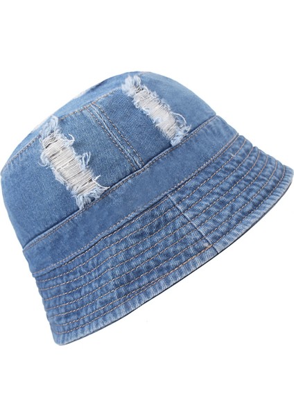 Denim Havza Kapağı Kırık Delikler Eski Balıkçı Şapkası Yapar (Yurt Dışından)