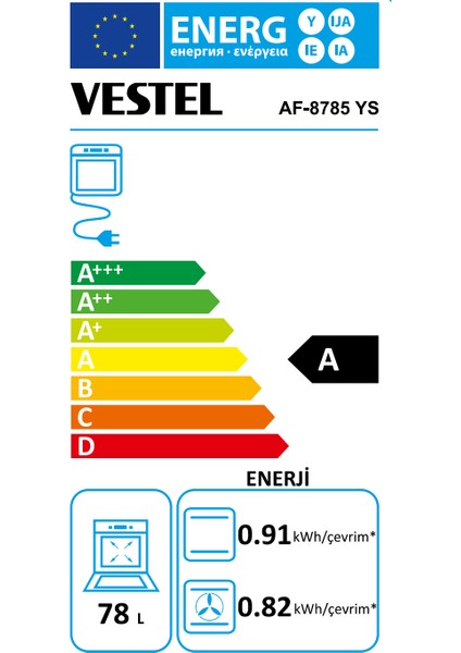 AF-8785 Ys Lightfry Teknolojili Ankastre Fırın