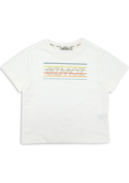 Organik Pamuk Şerit Baskılı Unisex Çocuk Tshirt