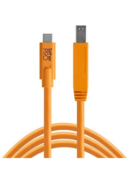 Tetherpro Usb-C To 3.0 Male B Bağlantı Kablosu 15' (4.6m) Dslr Kamera, Turuncu