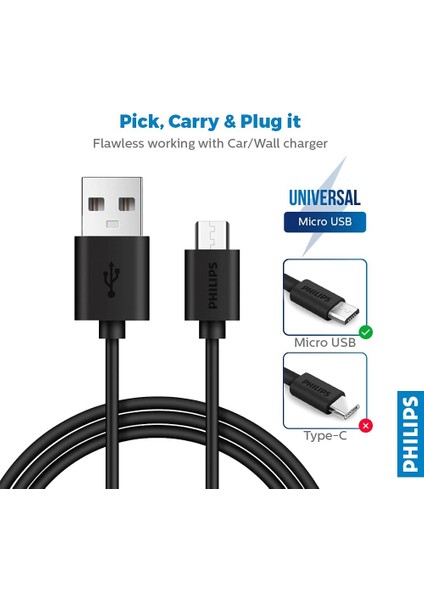 3A 45W UsbA to Universal Micro Hızlı Data ve Şarj Kablosu 1.2Metre DLC3104U modelleri