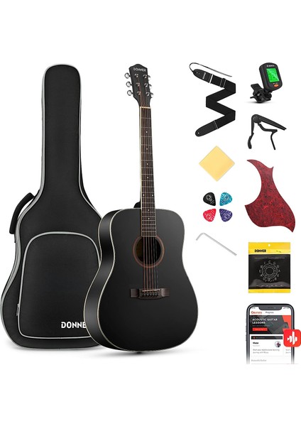 DAG-1CB Dreadnaught Akustik Gitar Seti (Siyah)