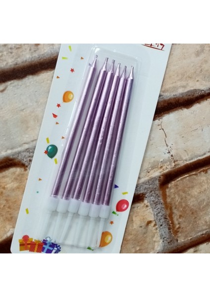 Vıp Kalite Parlak Metalik Pembe Pasta Mumu 6 Adet Pembe Doğum Günü Mumu Decor Pink Bırthday Candle